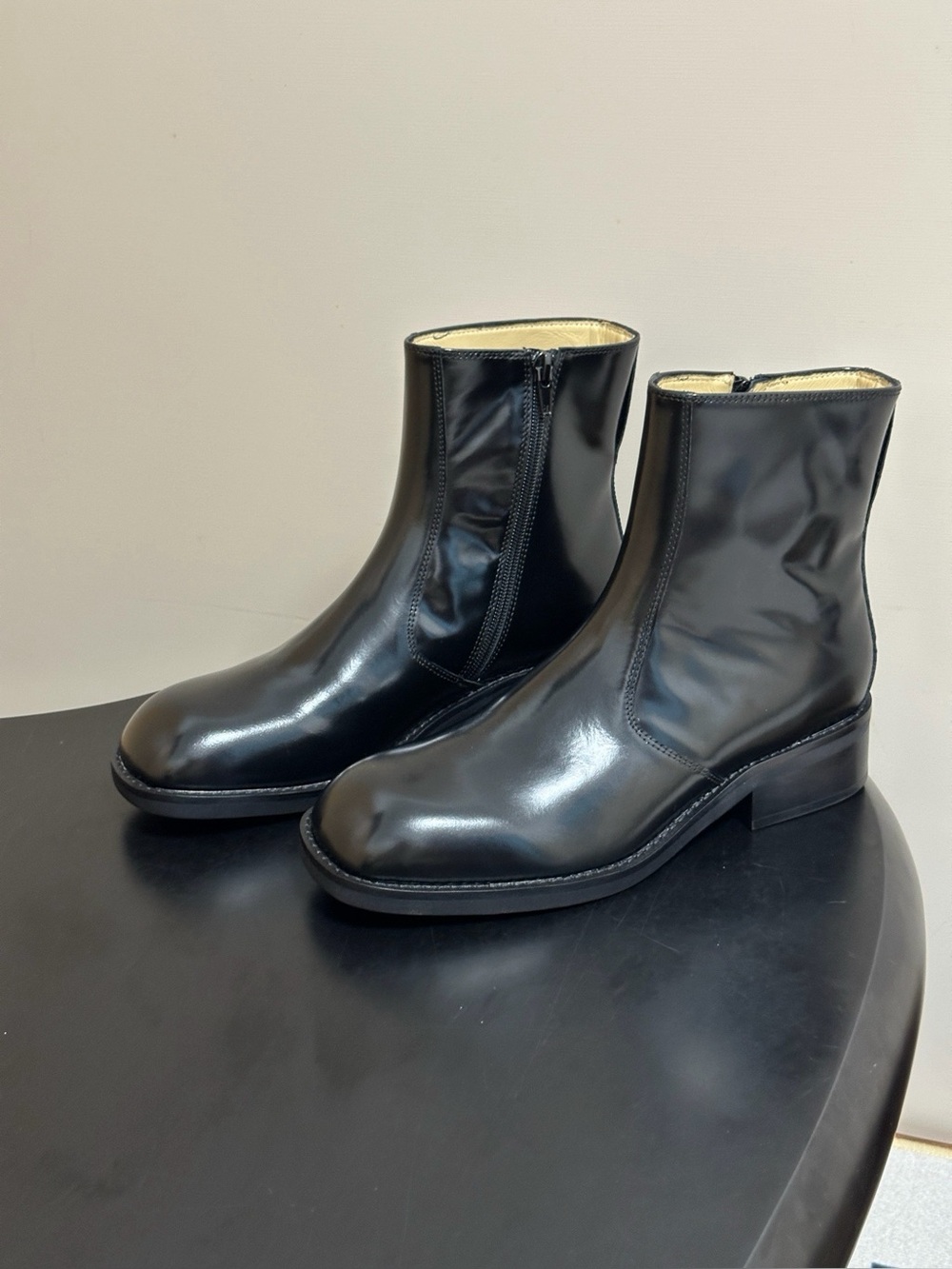 Lemaire Black Leather Ankle Zip Boots(no box)